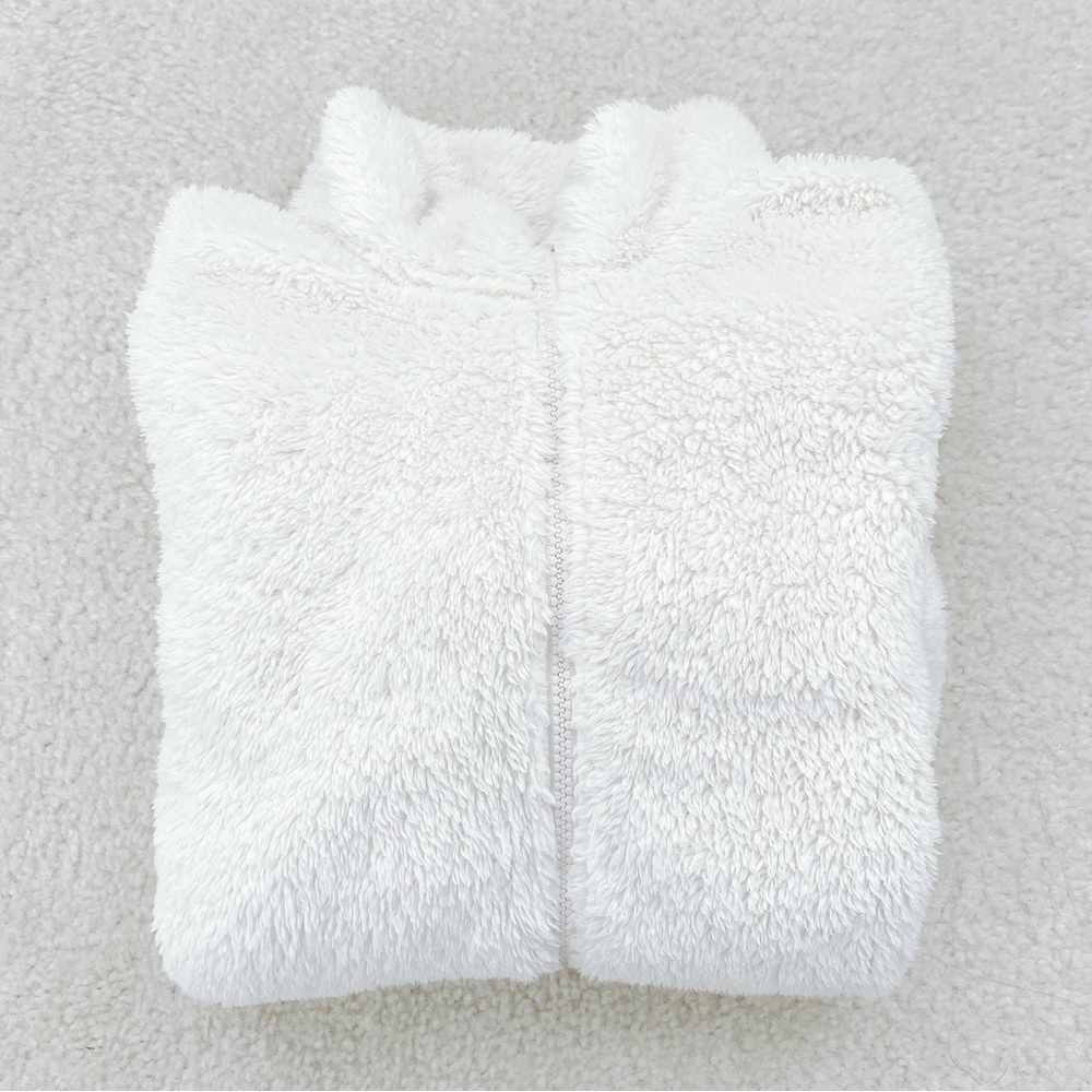 UNIQLO FLUFFY YARN FLEECE SHERPA FULL ZIP JACKET IVORY L Large M Medium
